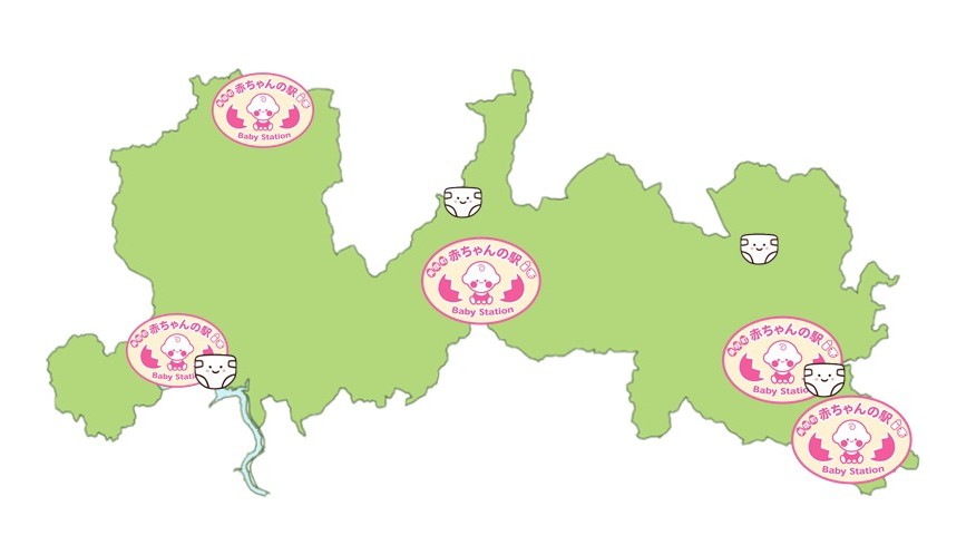 美咲町内の赤ちゃんの駅の地図