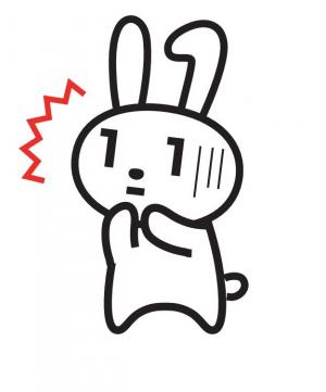 驚いている様子で二本足で立っている白い兎のイラスト